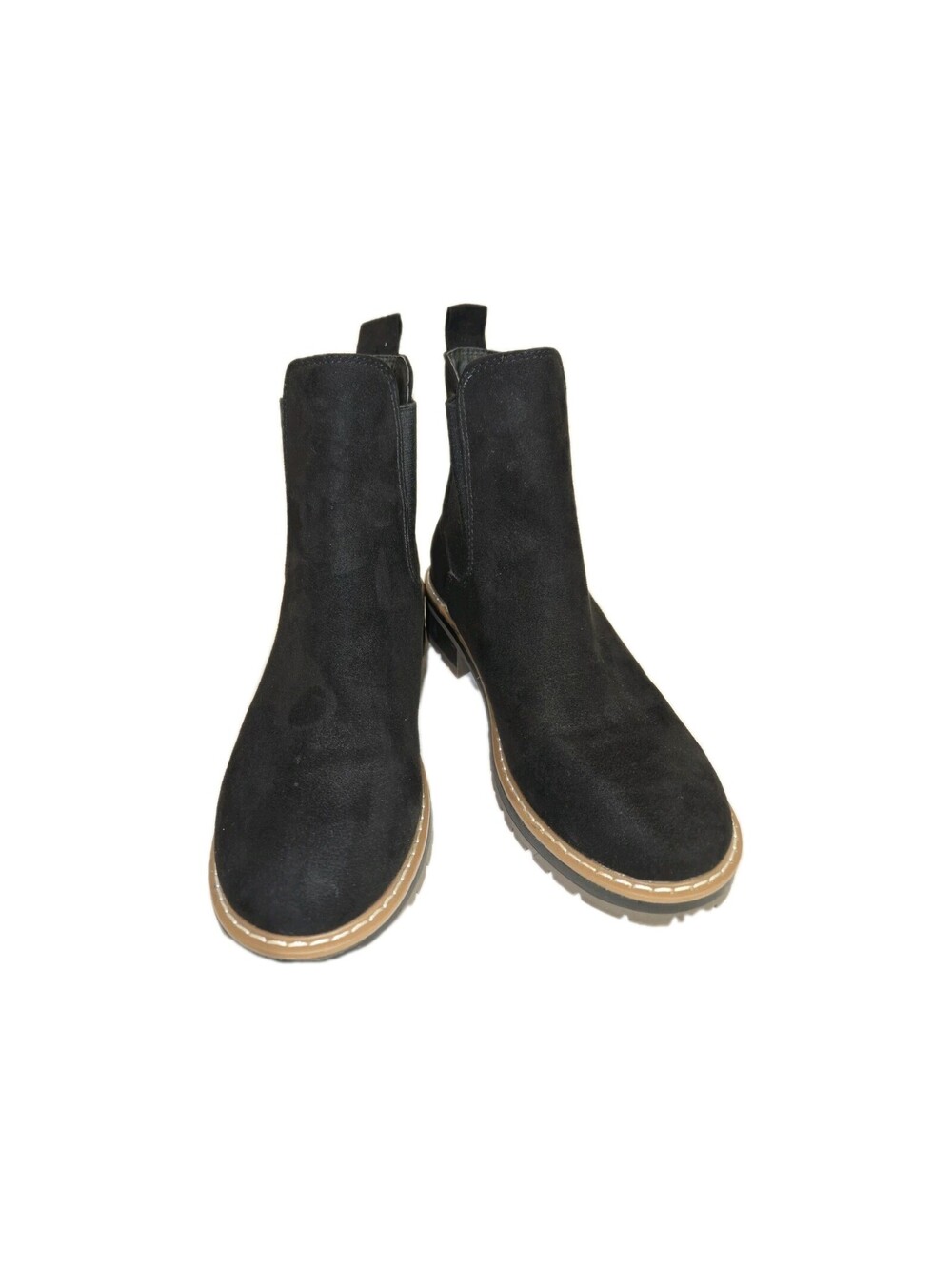 KENSIE Women's Black Microfiber Khai Block-Heel Pull-On Chelsea Boots Size 7